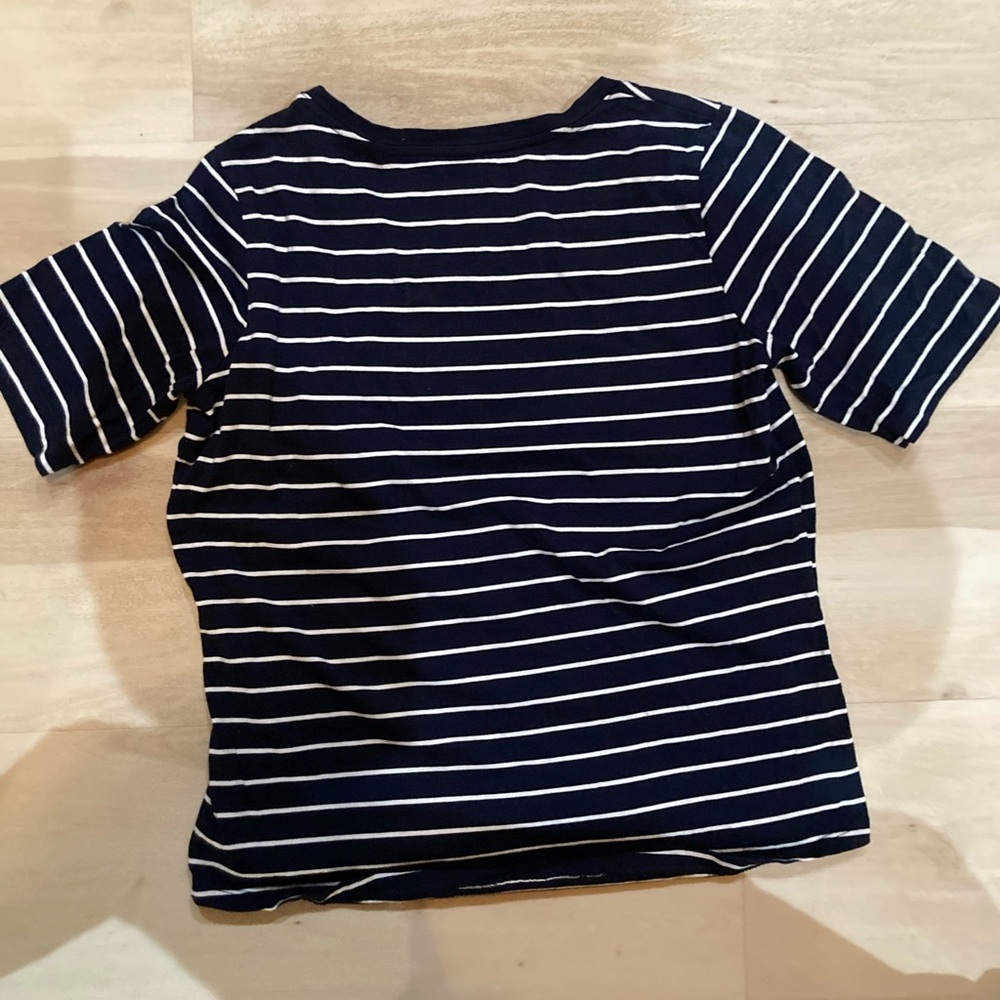 Lands' End Blue and White Striped Short Sleeve Tee